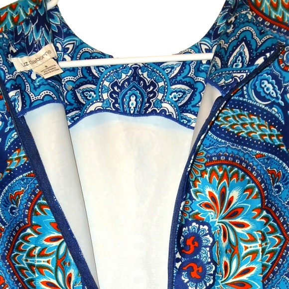 SIZE 8: NWOT LIZ CLAIBORNE Bold Blue Paisley Dress - Picture 6 of 10